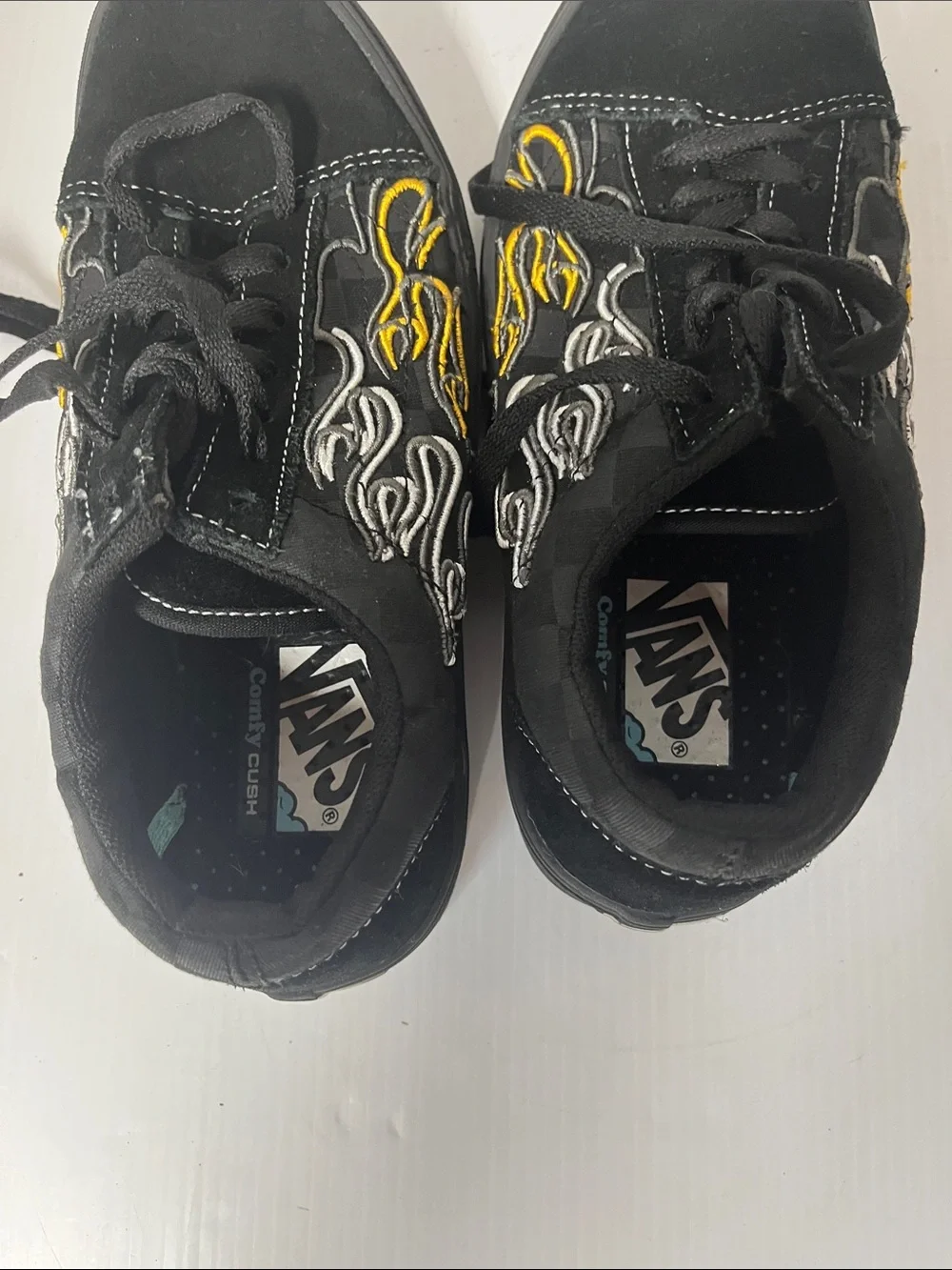 Men's Vans Black Flame-Accent Skate Shoes